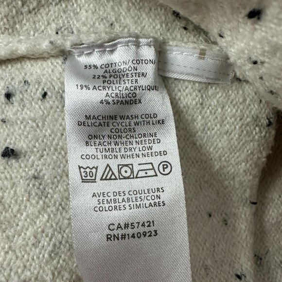 Loft Womens Speckled Knit Sweater Long Sleeve Crew Neck Size M Beige & Black - Picture 4 of 4